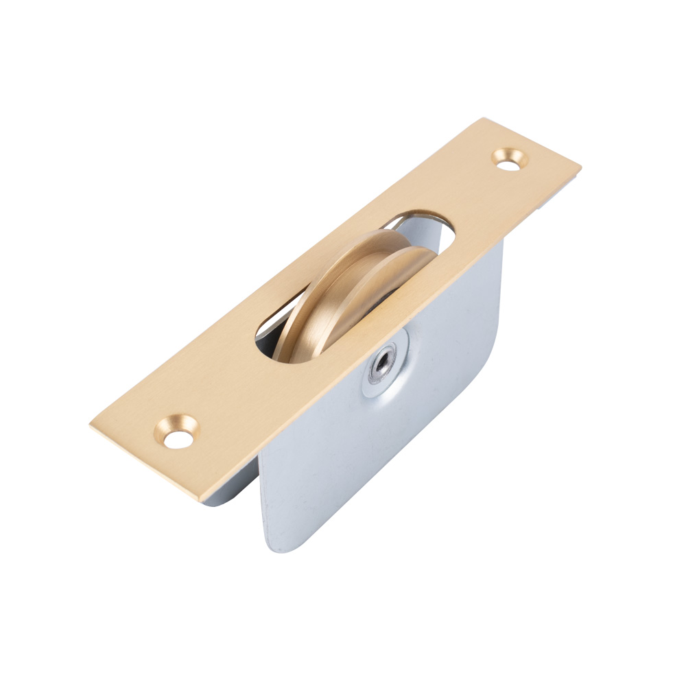 Sash Heritage 2 Inch Ball Bearing Brass Wheel Pulley with Square Faceplate - Satin Brass